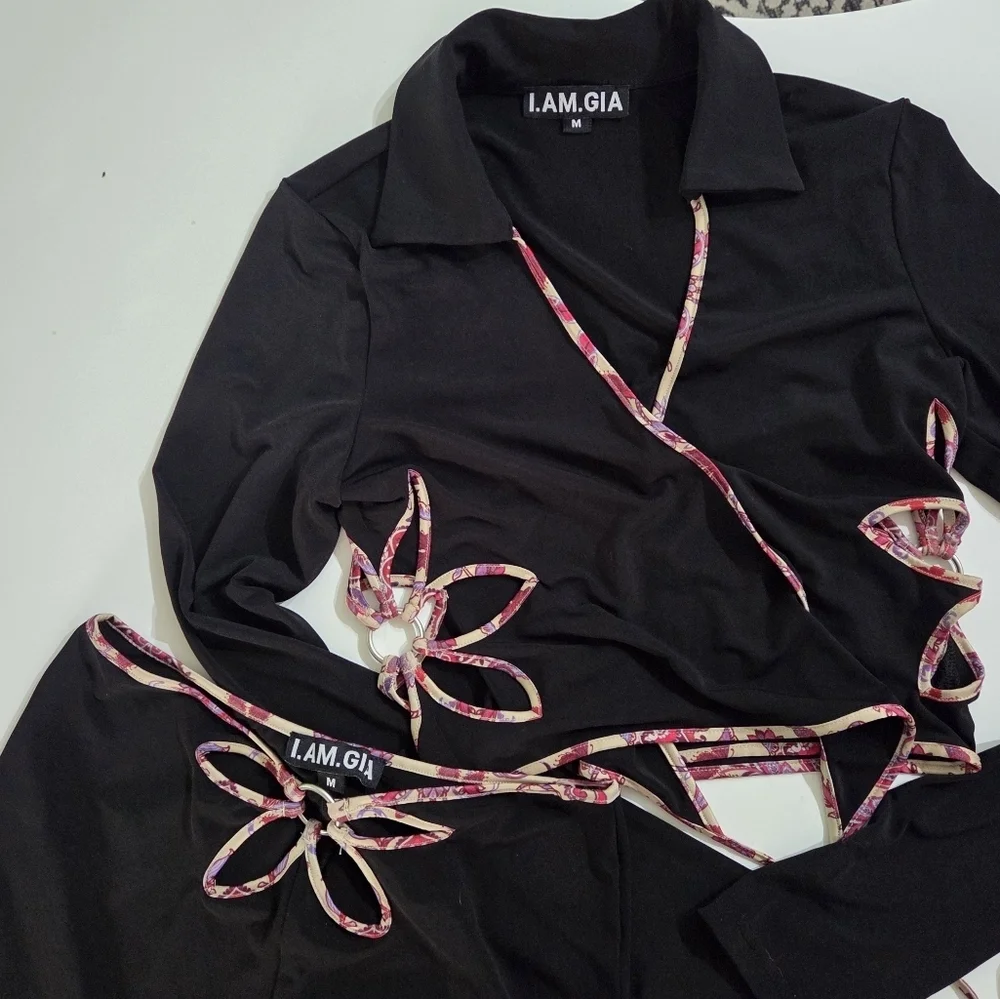 I AM GIA Renalee Set Black Floral Size Medium Authentic - Picture 15 of 16
